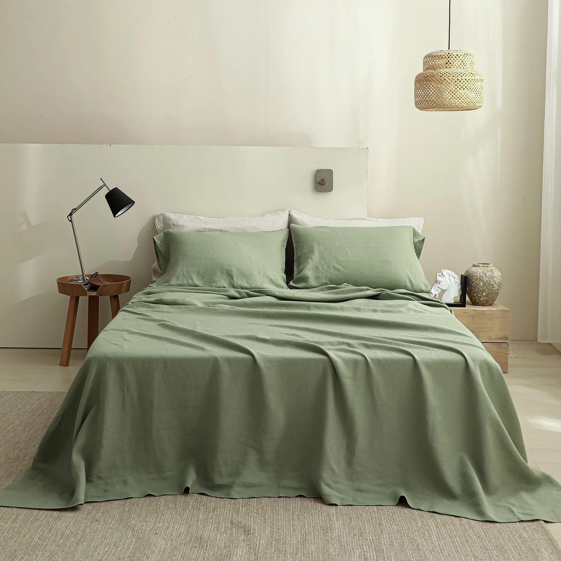 Sage Green-Linen Sheet Set